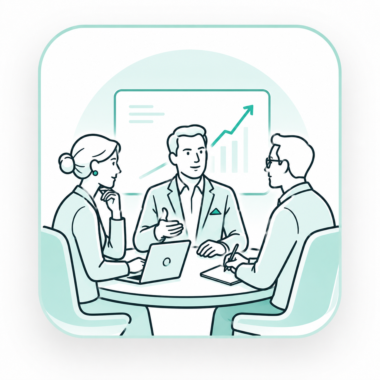 Illustration of an executive team in discussion